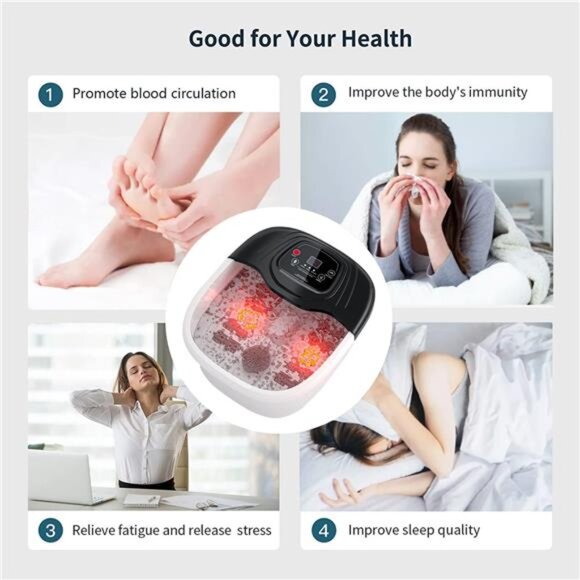 Foot Spa Bath Massager with Heat, Epsom Salt,Bubbles, Vibration and Red Light - Picture 4 of 8